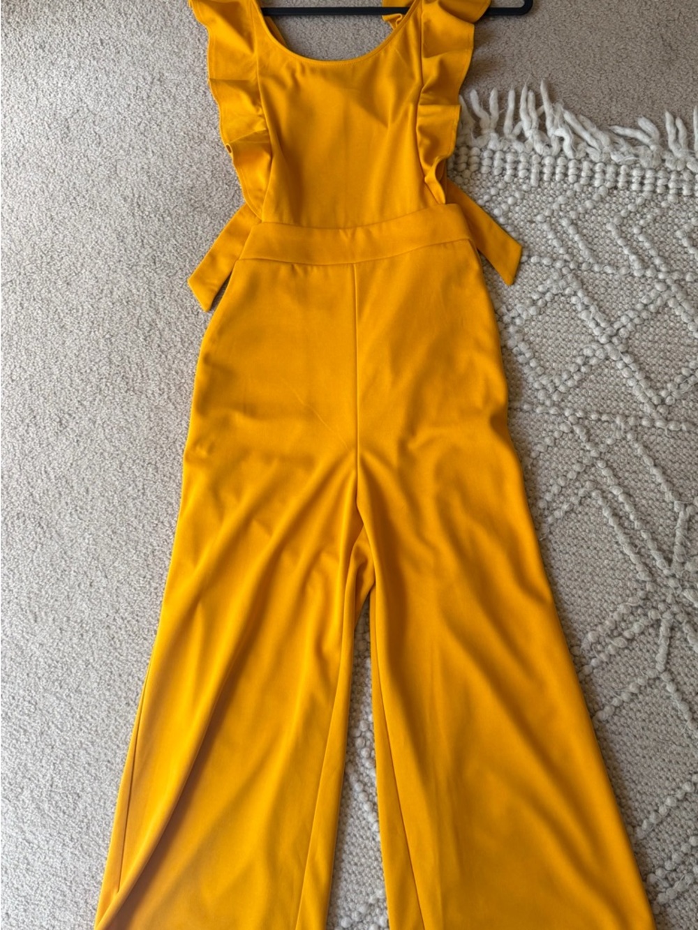 Sweet Pot Mustard Yellow Ruffle Jumpsuit Size 8